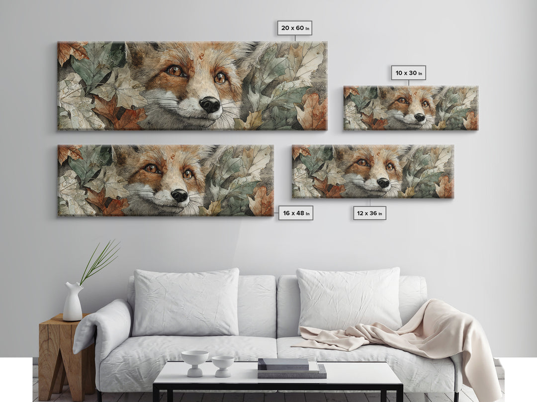 Dignified Fox Portrait Framed Canvas Print, Animal Art, Printable Art, Living Room Decor, Oil Painting, Creature, ANI-3x1-17
