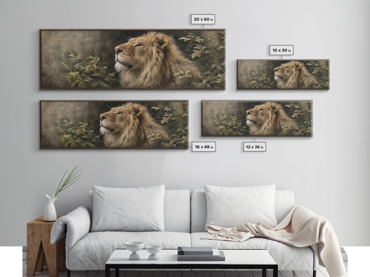 Regal Lion Profile Canvas Print, Animal Art, Farmhouse Decor, Living Room Decor, Abstract Art, Creature, Neutral Decor, ANI-3x1-25