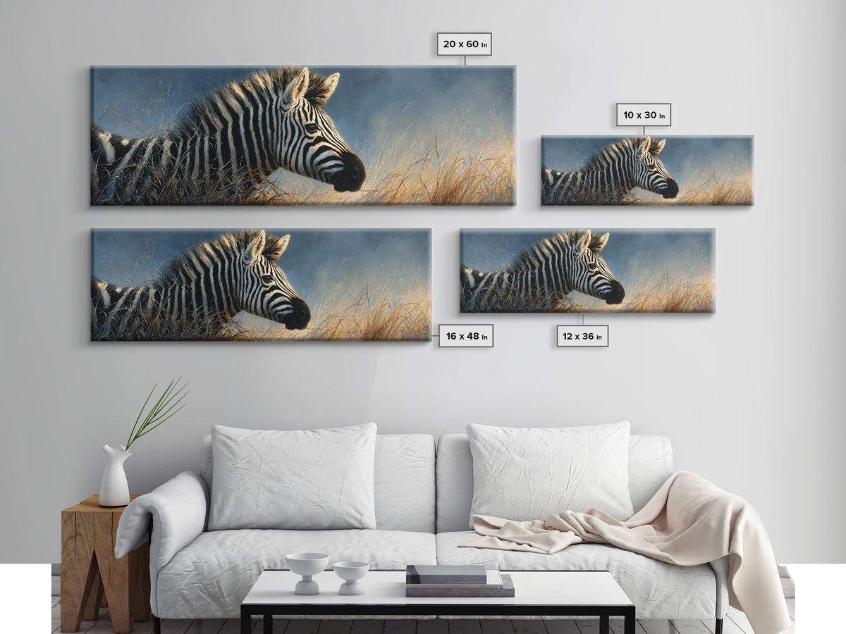 Zebra Portrait with Bold Graphic Stripe Pattern Canvas Print, Animal Art, Nursery Wall Art, Living Room Decor, Creature, ANI-3x1-33