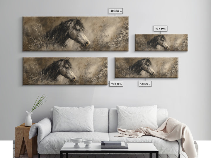 Majestic Horse Head Canvas Print, Animal Art, Art, Living Room Decor, Fine Art, Creature, Original Art, Nursery Wall Art, ANI-3x1-43