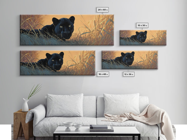 Dramatic Black Panther Emerging from Deep Jungle Canvas Print, Animal Art, Nursery Wall Art, Living Room Decor, Creature, ANI-3x1-46