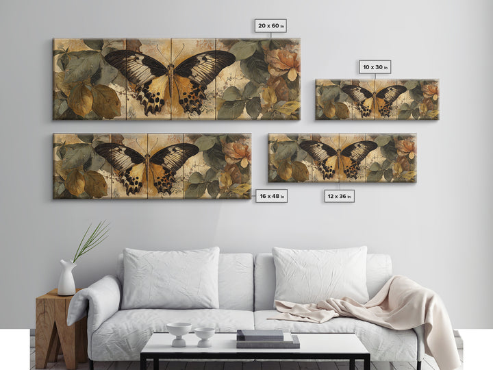 Butterfly Specimen Composition Framed Canvas Print, Animal Art, Room Decor, Living Room Decor, Fine Art, Creature, Printable, ANI-3x1-63