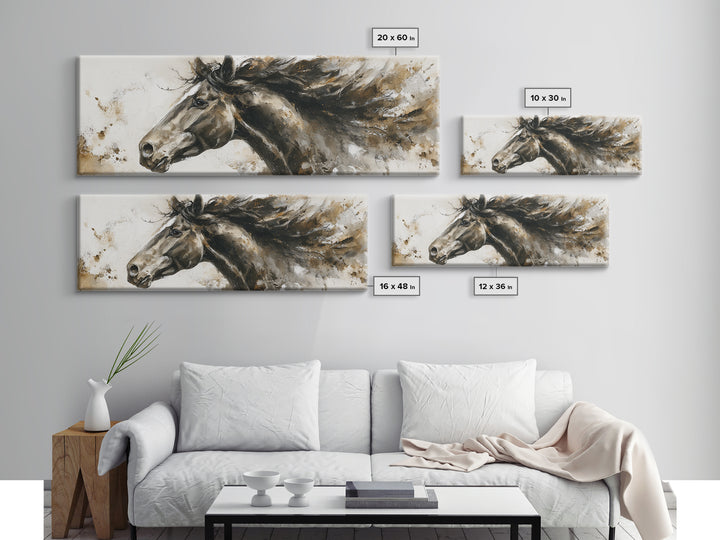 Majestic Horse Head Framed Canvas Print, Animal Art, Printable, Living Room Decor, Abstract Art, Creature, Nursery, ANI-3x1-67