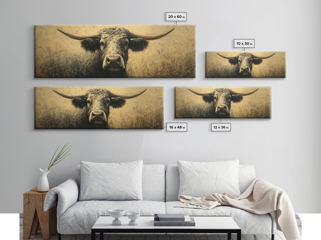 Gentle Cow Portrait Canvas Print, Animal Art, Printable Wall Art, Living Room Decor, Fine Art, Creature, Boho Wall Art, ANI-3x1-71