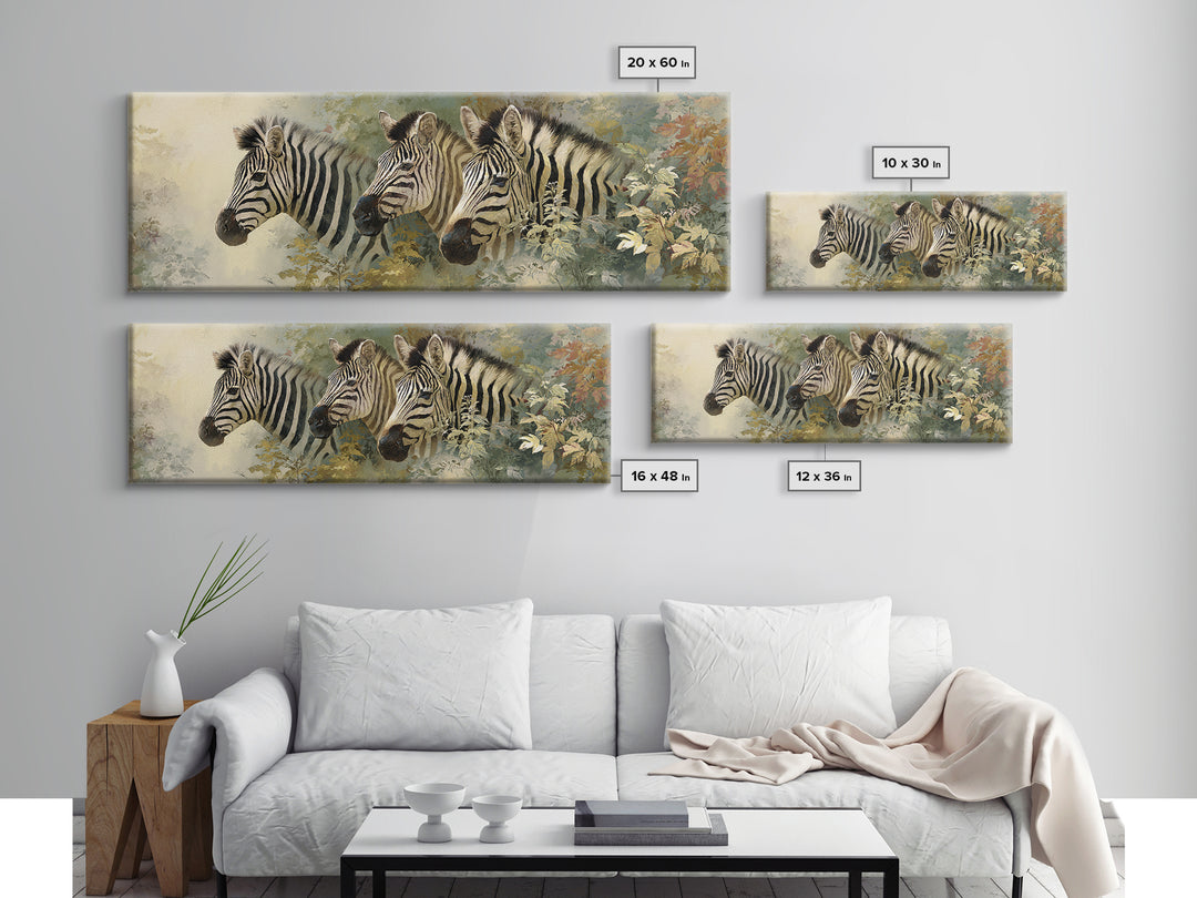 Zebra Portrait with Bold Graphic Stripe Pattern Framed Canvas Print, Animal Art, Living Room Decor, Fine Art, Creature, ANI-3x1-81