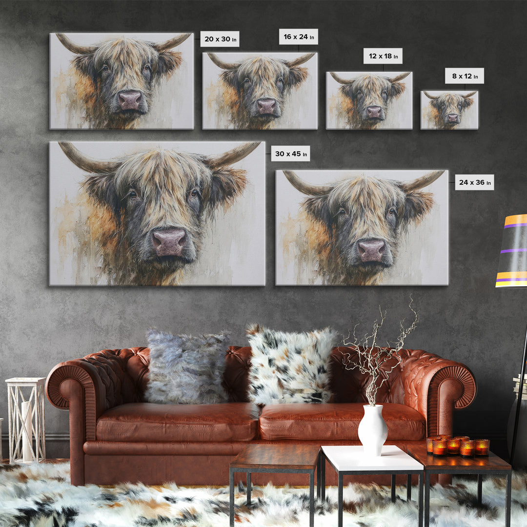 Gentle Cow Portrait Canvas Print, Animal Art, Living Room Decor, Fine Art, Creature, Fine Art Print, Statement Artwork, ANI-3x2-11