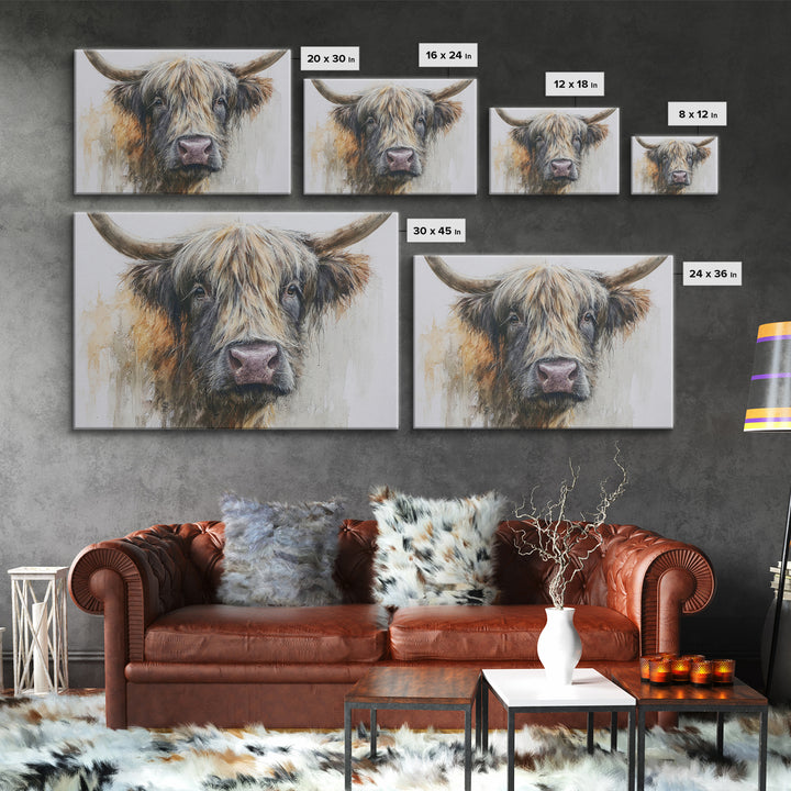 Gentle Cow Portrait Canvas Print, Animal Art, Living Room Decor, Fine Art, Creature, Fine Art Print, Statement Artwork, ANI-3x2-11