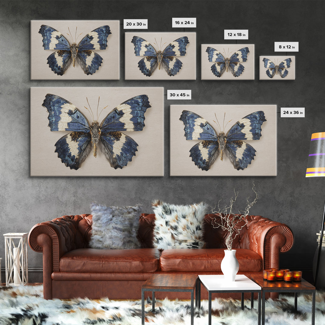 Butterfly Specimen Composition Framed Canvas Print, Animal Art, Farmhouse Decor, Living Room Decor, Fine Art, Creature, ANI-3x2-27