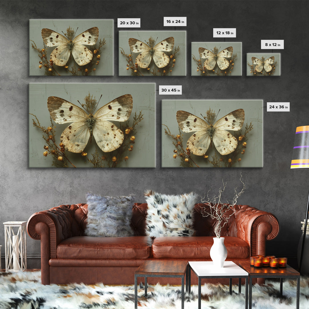 Butterfly Specimen Composition Canvas Print, Animal Art, Art Deco, Living Room Decor, Creature, Cat Art, Safari Nursery Decor, ANI-3x2-3