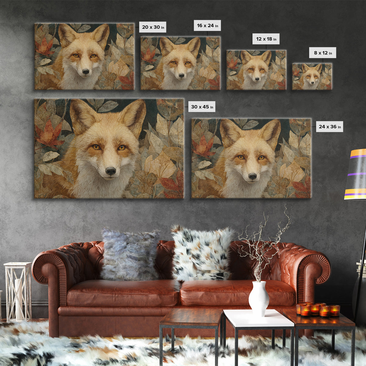Dignified Fox Portrait Framed Canvas Print, Animal Art, Farmhouse Decor, Living Room Decor, Fine Art, Creature, Neutral Decor, ANI-3x2-5
