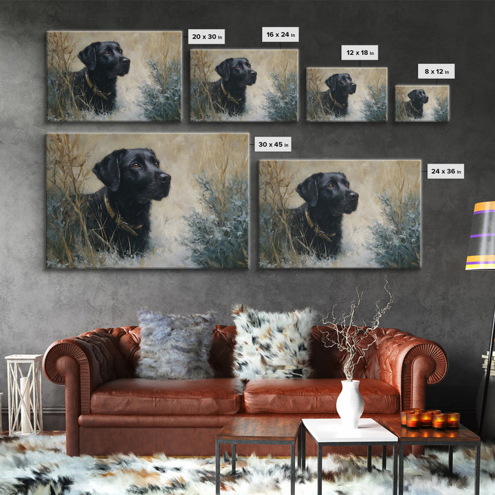 Dog Portrait with Painterly Collar and Loyal Framed Canvas Print, Animal Art, Boho Wall Art, Living Room Decor, Creature, ANI-3x2-65