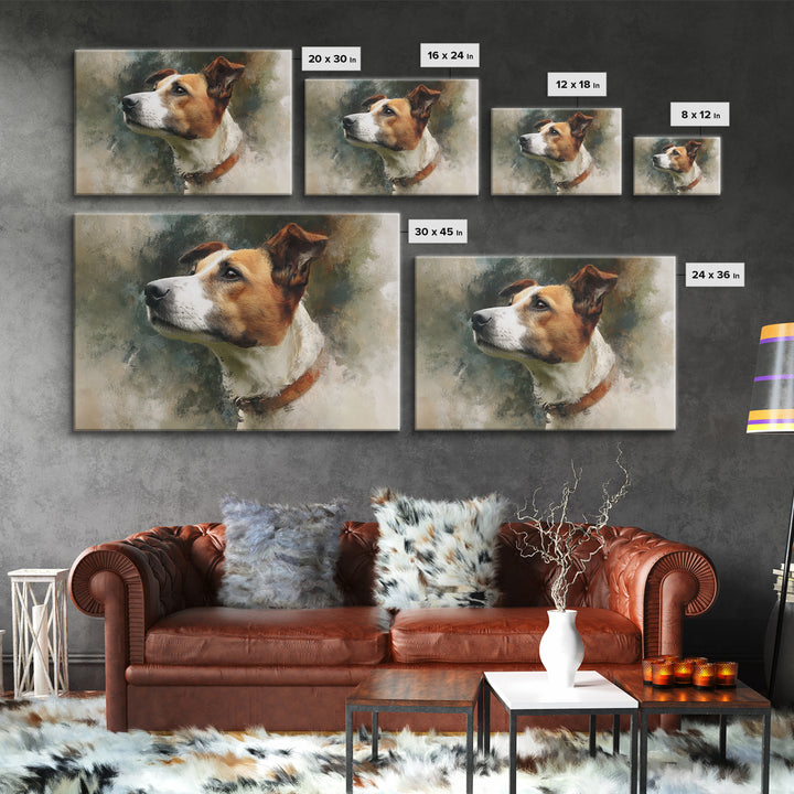 Dog Portrait with Painterly Collar and Loyal Canvas Print, Animal Art, Trendy Wall Art, Living Room Decor, Fine Art, Creature, ANI-3x2-89