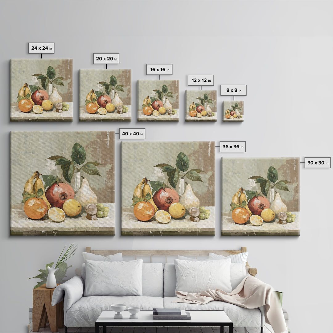 Bold Pop Fruit Composition Framed Canvas Print, Art, Canvas Wall Art, Living Room Decor, Watercolor Art, Boho Wall Art, ART-1x1-16