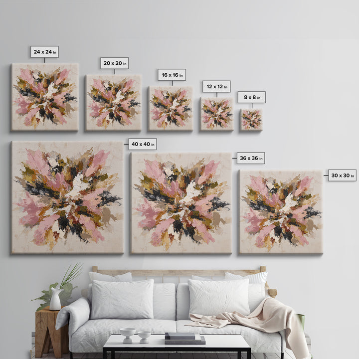 Contemporary Abstract with Layered Pigments and Energetic Canvas Print, Art, Framed Wall Art, Living Room Decor, ART-1x1-2