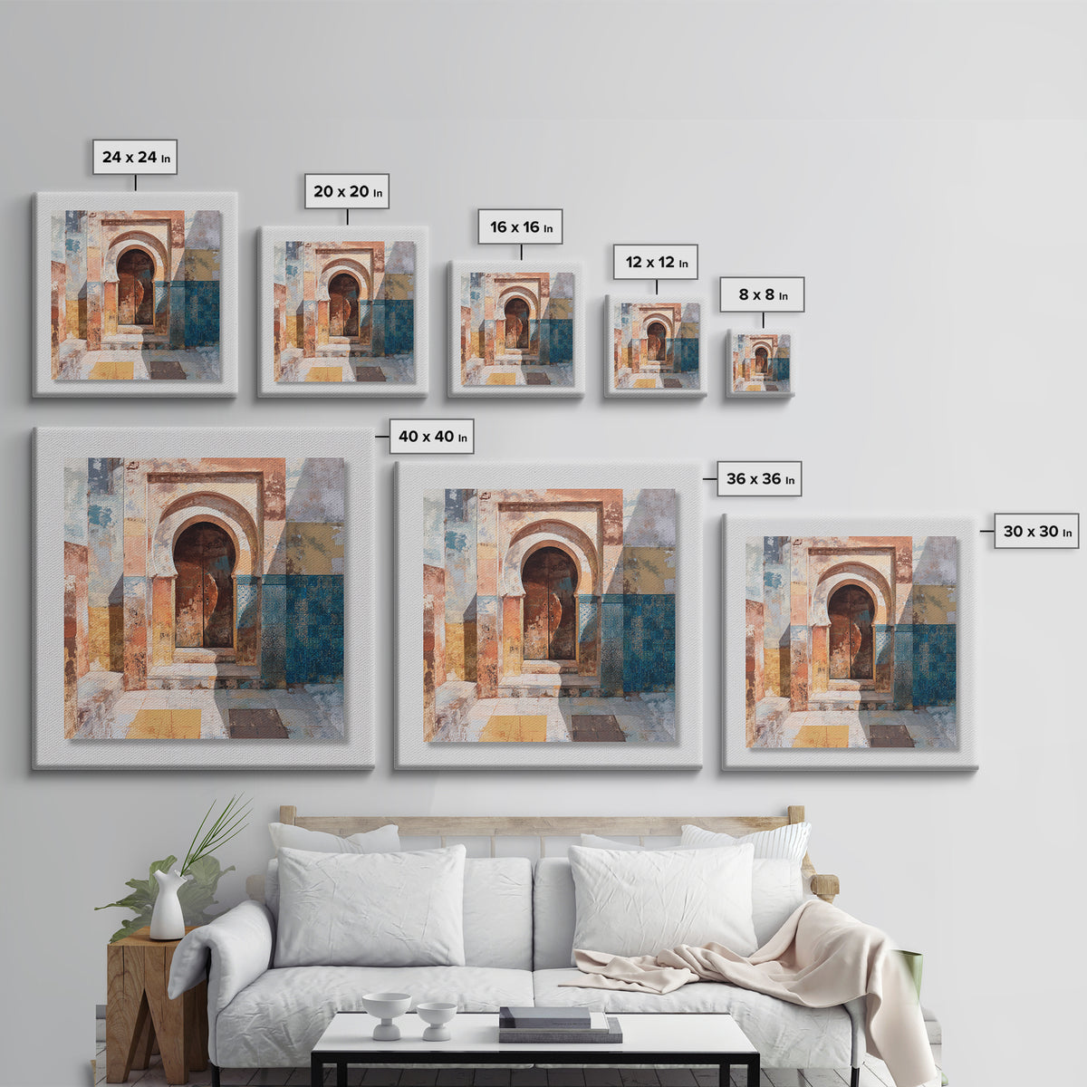 Architectural Archway in Warm Mediterranean Light Canvas Print, Art, Art Nouveau, Living Room Decor, Oil Painting, ART-1x1-22