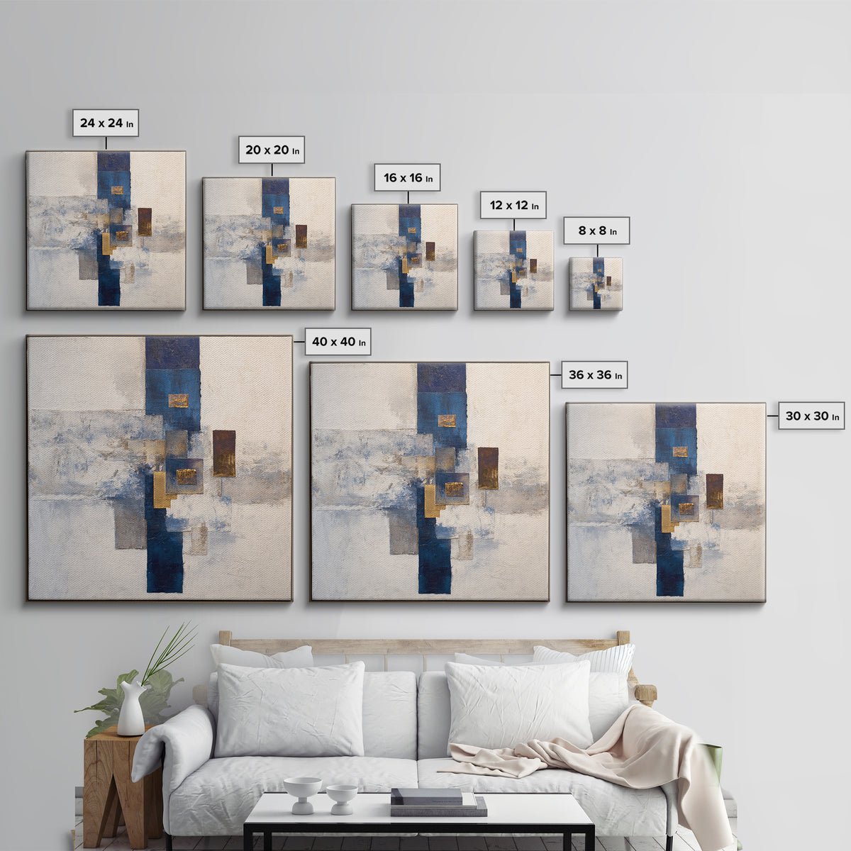 Modern Sculptural Shapes Rendered as Painted Forms Canvas Print, Art, Framed Art, Living Room Decor, Abstract Art, ART-1x1-30