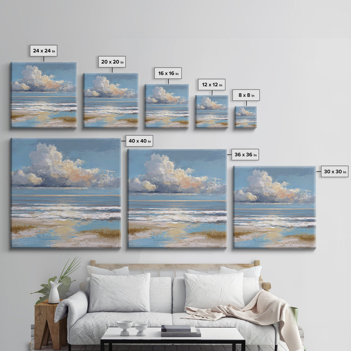Dramatic Seascape with Foam and Storm Clouds Framed Canvas Print, Art, Living Room Decor, Fine Art, Art Nouveau, ART-1x1-48