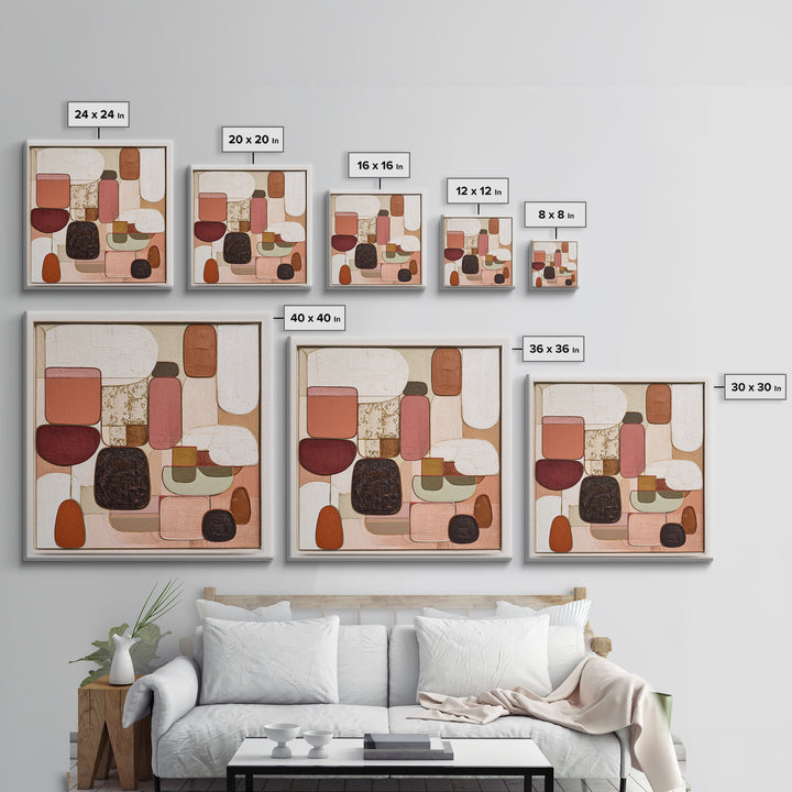 Modern Sculptural Shapes Rendered as Painted Forms Canvas Print, Art, Framed Art, Living Room Decor, Abstract Art, ART-1x1-54