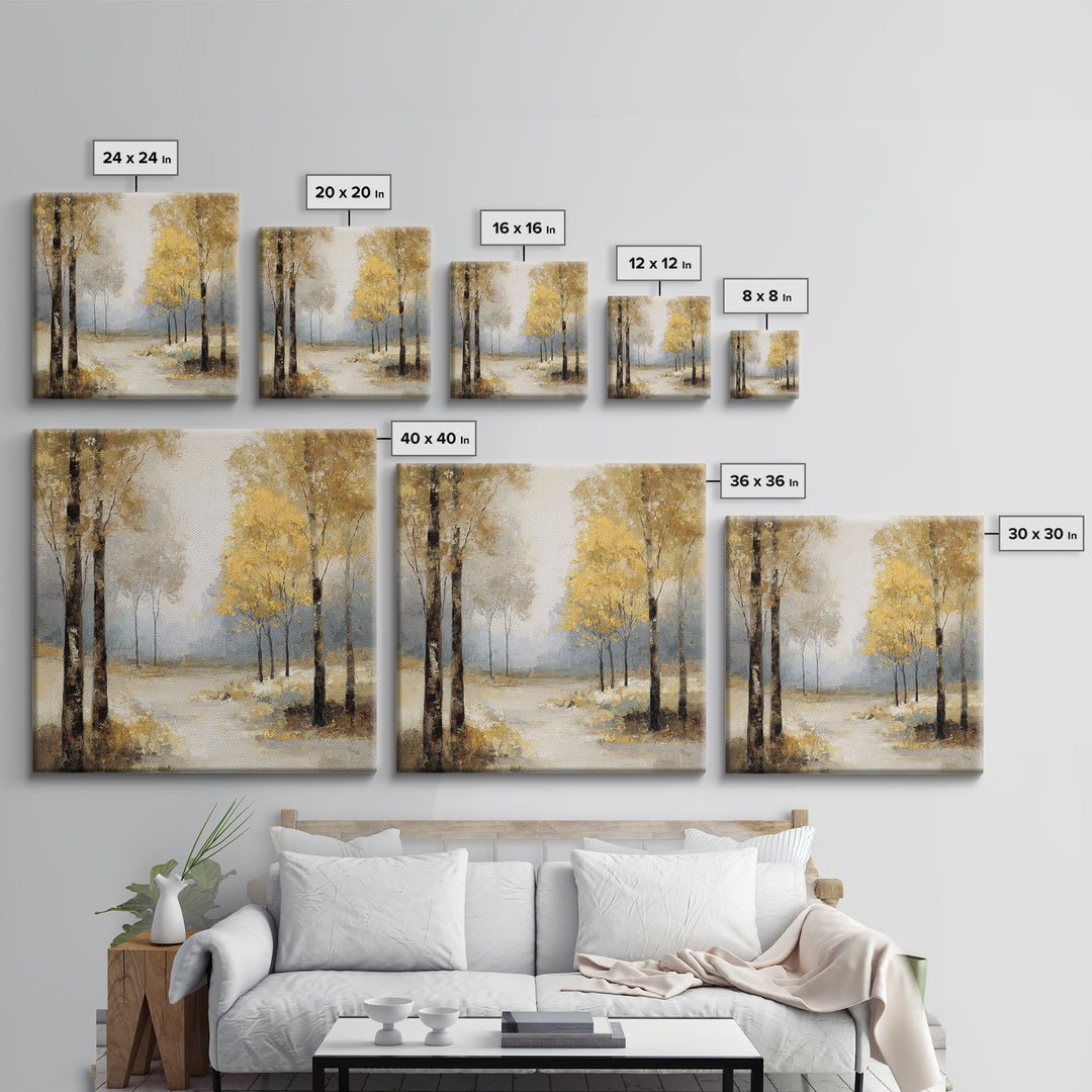 Woodland Path with Golden Autumn Atmosphere Framed Canvas Print, Art, Printable Art, Living Room Decor, Fine Art, ART-1x1-71