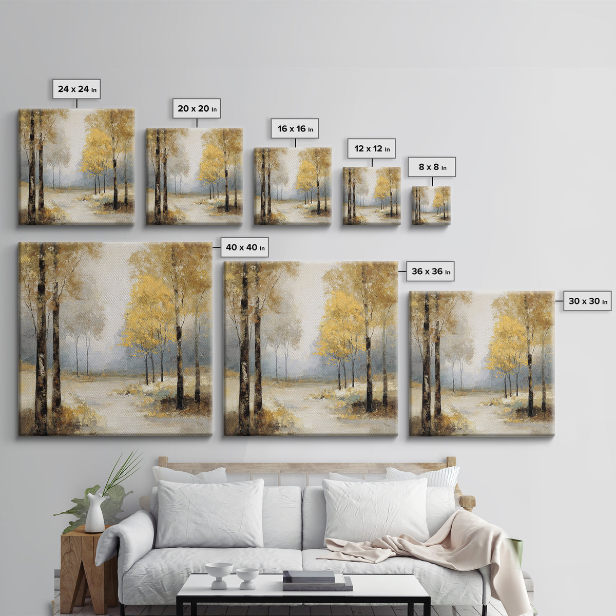 Woodland Path with Golden Autumn Atmosphere Framed Canvas Print, Art, Printable Art, Living Room Decor, Fine Art, ART-1x1-71