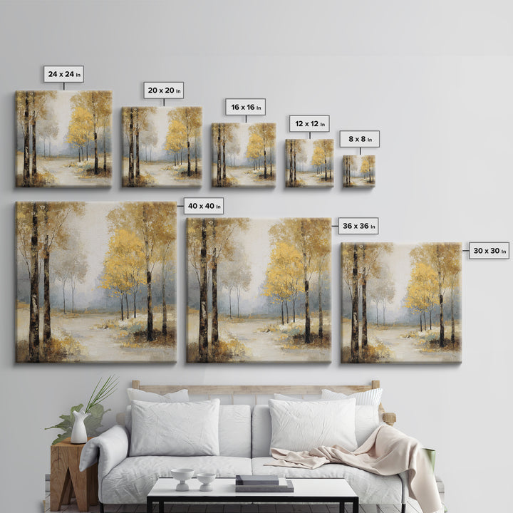 Woodland Path with Golden Autumn Atmosphere Framed Canvas Print, Art, Printable Art, Living Room Decor, Fine Art, ART-1x1-71