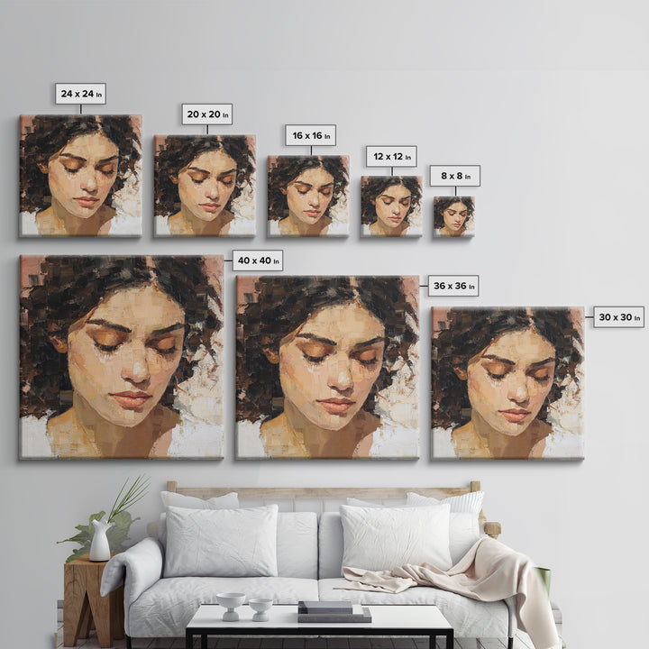Expressive Portrait with Dramatic Light and Textured Canvas Print, Art, Printable Art, Living Room Decor, Oil Painting, ART-1x1-76