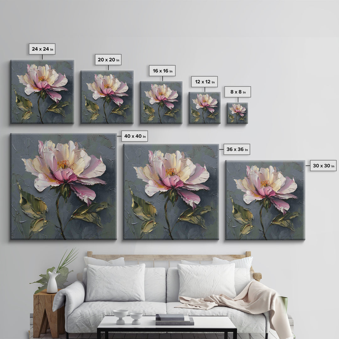 Romantic Floral Oil Painting Framed Canvas Print, Art, Art Commission, Living Room Decor, Oil Painting, Black Art, ART-1x1-8