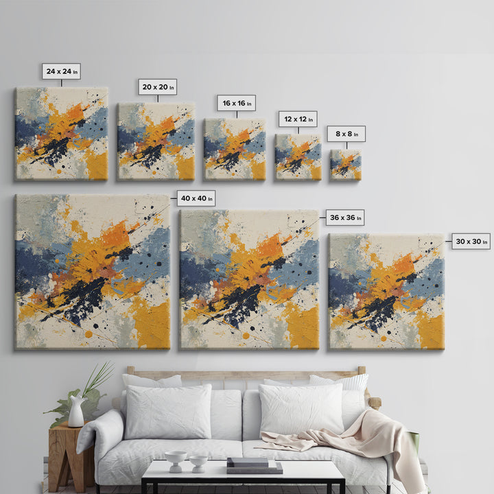 Contemporary Abstract with Layered Pigments and Energetic Canvas Print, Art, Gallery Decor, Living Room Decor, Abstract Art, ART-1x1-98
