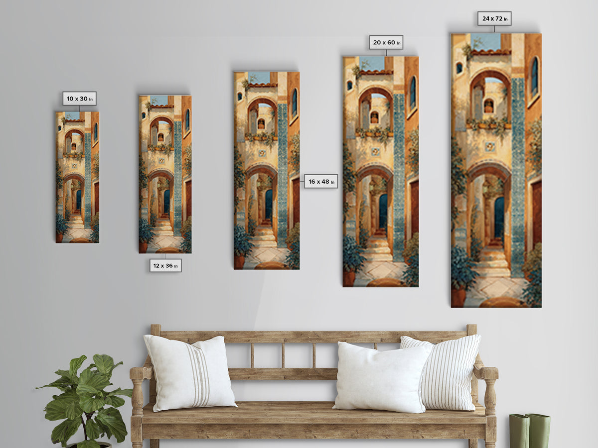 Architectural Archway in Warm Mediterranean Light Canvas Print, Art, Framed Wall Art, Living Room Decor, Fine Art, ART-1x3-10