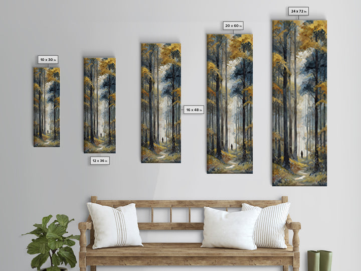 Woodland Path with Golden Autumn Atmosphere Canvas Print, Art, Digital Wall Art, Living Room Decor, Fine Art, ART-1x3-11
