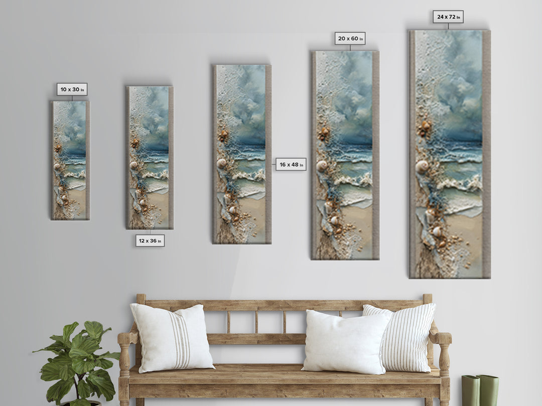 Dramatic Seascape with Foam and Storm Clouds Canvas Print, Art, Boho Wall Art, Living Room Decor, Oil Painting, ART-1x3-12
