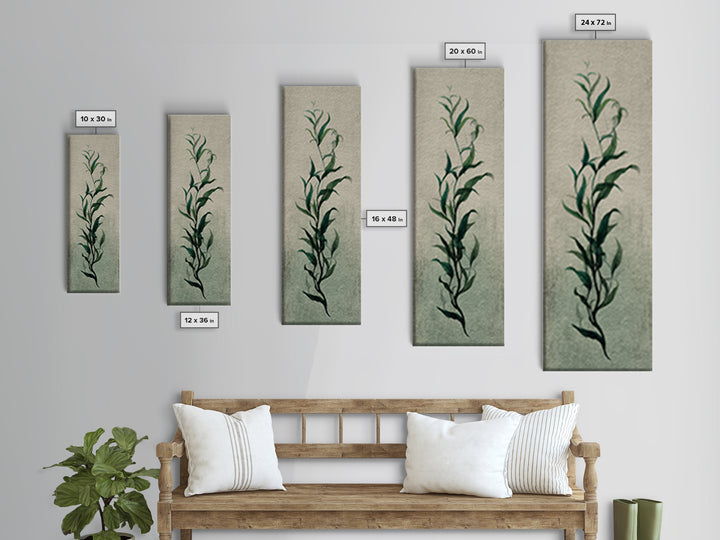 Minimal Botanical Ink Drawing on Handmade Paper Canvas Print, Art, Neutral Decor, Living Room Decor, Fine Art, ART-1x3-17
