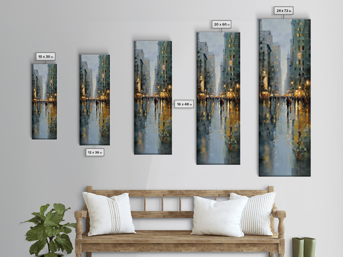 Moody City Scene Reflected Canvas Print, Art, Canvas Art, Living Room Decor, Fine Art, Horizontal Wall Art, Home Decor, ART-1x3-22