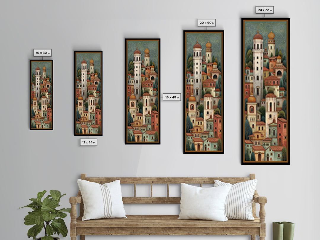 Naive Folk Art Village Canvas Print, Art, Wall Decor, Living Room Decor, Fine Art, Wall Art, Art Prints, Digital Art, ART-1x3-32