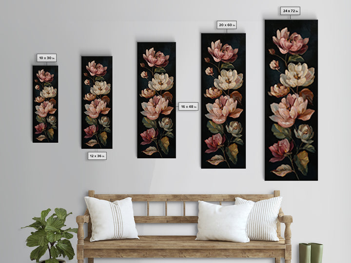 Romantic Floral Oil Painting Canvas Print, Art, Fine Art Print, Living Room Decor, Oil Painting, Digital Art, ART-1x3-44