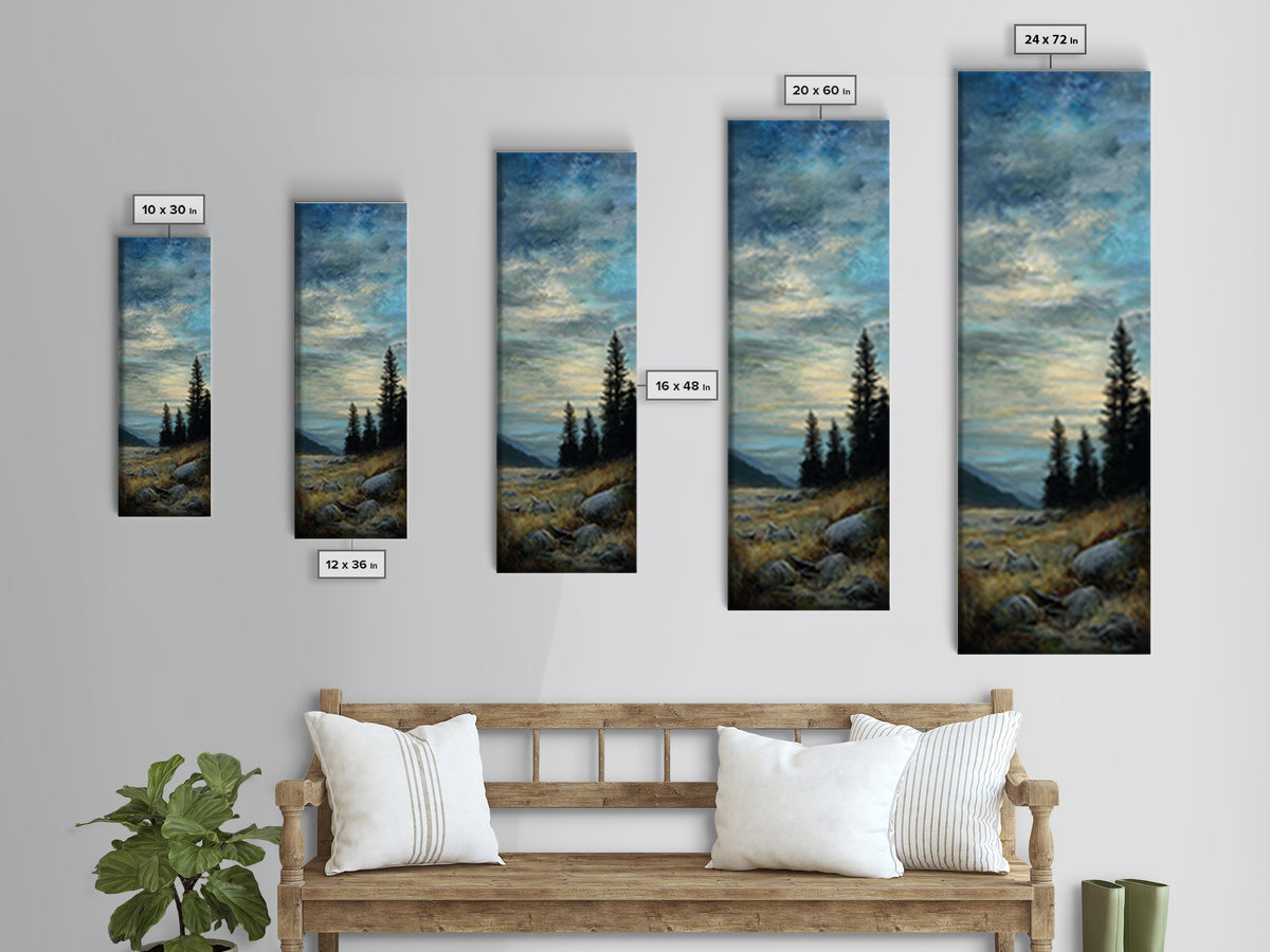 Quiet Mountain Scene Canvas Print, Art, Black Art, Living Room Decor, Fine Art, Wall Decor, Neutral Decor, Modern Decor, ART-1x3-5
