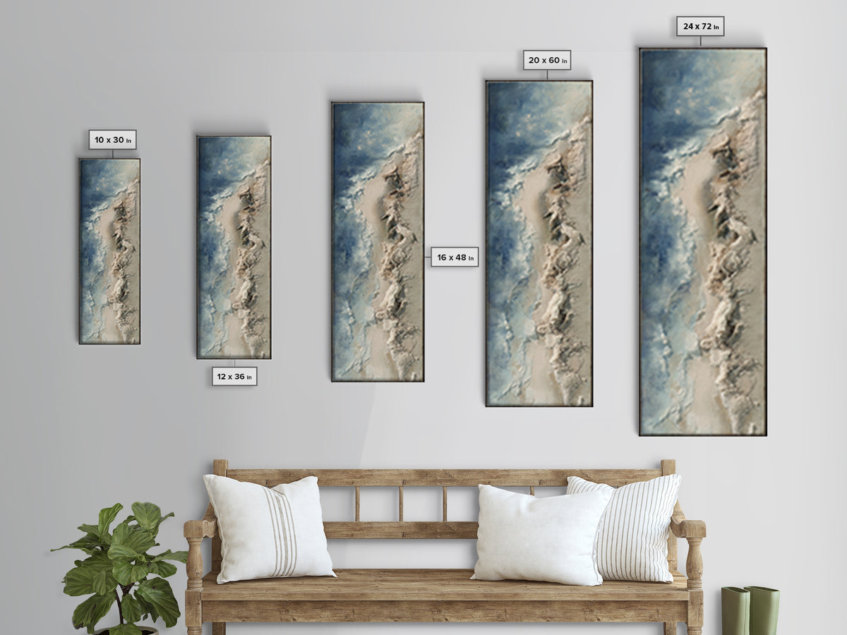 Dramatic Seascape with Foam and Storm Clouds Canvas Print, Art, Luxury Decor, Living Room Decor, Abstract Art, ART-1x3-60