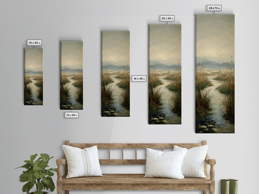 Classic Landscape with Winding River and Atmospheric Canvas Print, Art, Art Commission, Living Room Decor, Fine Art, ART-1x3-63