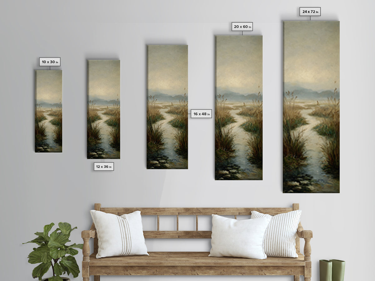 Classic Landscape with Winding River and Atmospheric Canvas Print, Art, Art Commission, Living Room Decor, Fine Art, ART-1x3-63