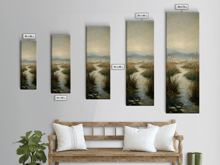 Classic Landscape with Winding River and Atmospheric Canvas Print, Art, Art Commission, Living Room Decor, Fine Art, ART-1x3-63