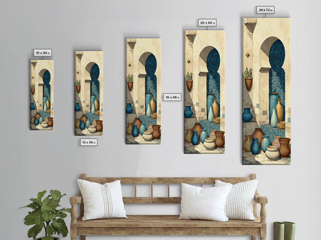 Architectural Archway in Warm Mediterranean Light Canvas Print, Art, Abstract Wall Art, Living Room Decor, Oil Painting, ART-1x3-82