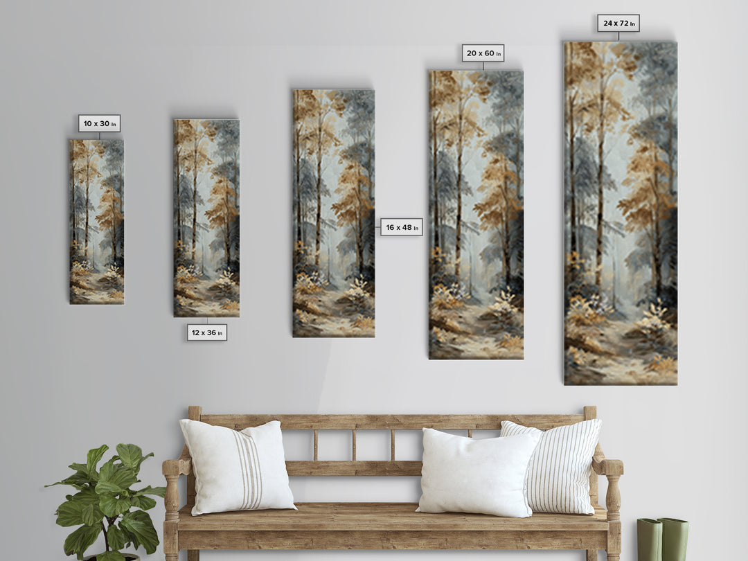 Woodland Path with Golden Autumn Atmosphere Framed Canvas Print, Art, Metal Wall Art, Living Room Decor, Fine Art, ART-1x3-83