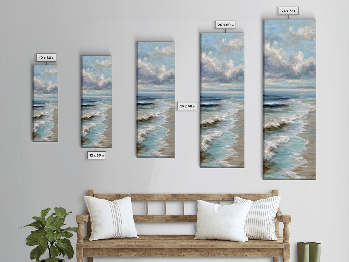 Dramatic Seascape with Foam and Storm Clouds Framed Canvas Print, Art, Wall Art, Living Room Decor, Fine Art, ART-1x3-84