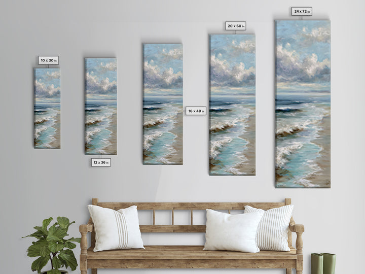 Dramatic Seascape with Foam and Storm Clouds Framed Canvas Print, Art, Wall Art, Living Room Decor, Fine Art, ART-1x3-84