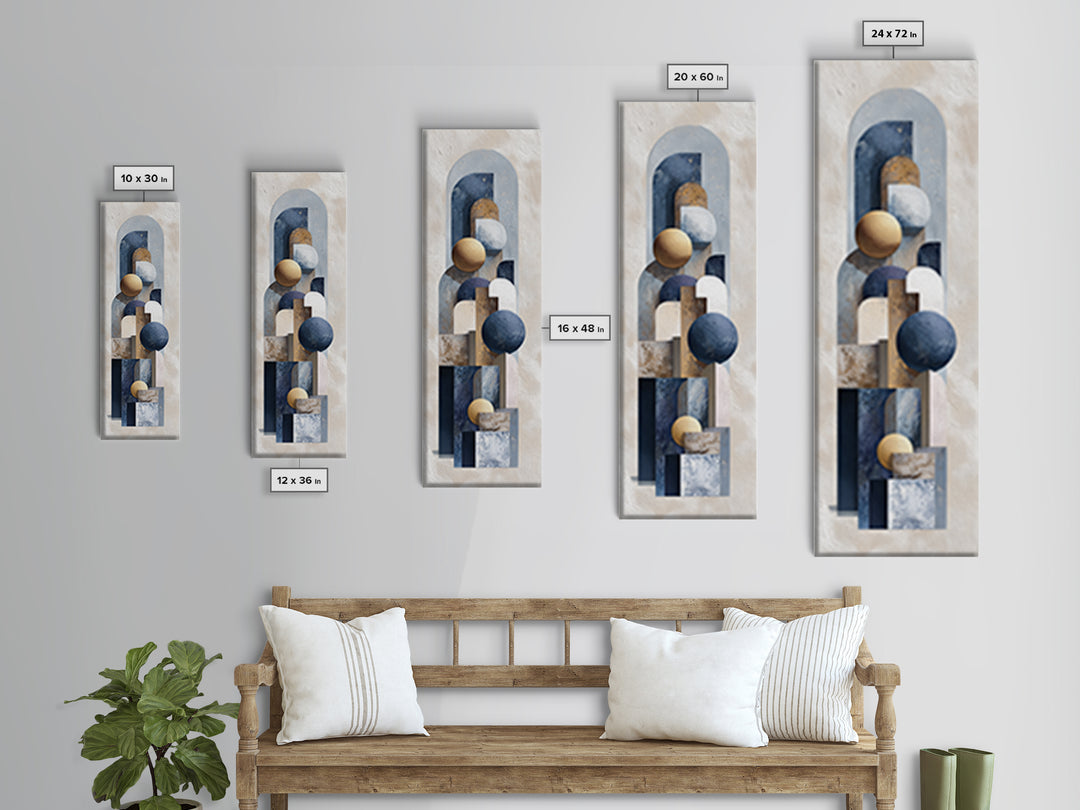 Modern Sculptural Shapes Rendered as Painted Forms Canvas Print, Art, Neutral Decor, Living Room Decor, Abstract Art, ART-1x3-90