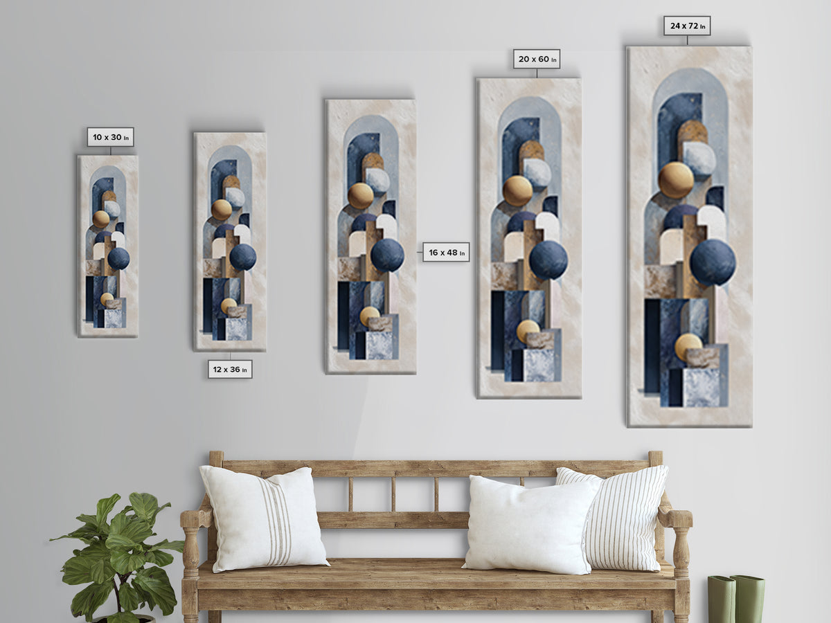 Modern Sculptural Shapes Rendered as Painted Forms Canvas Print, Art, Neutral Decor, Living Room Decor, Abstract Art, ART-1x3-90