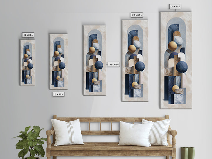 Modern Sculptural Shapes Rendered as Painted Forms Canvas Print, Art, Neutral Decor, Living Room Decor, Abstract Art, ART-1x3-90