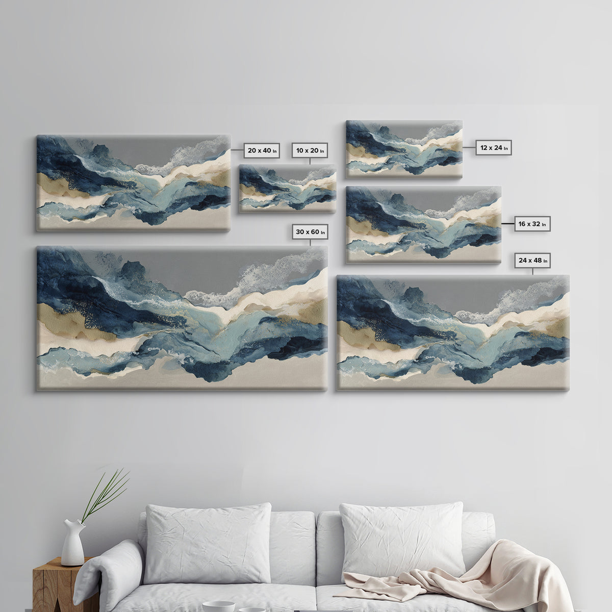 Modern Sculptural Shapes Rendered as Painted Forms Canvas Print, Art, Wall Decor, Living Room Decor, Fine Art, ART-2x1-2