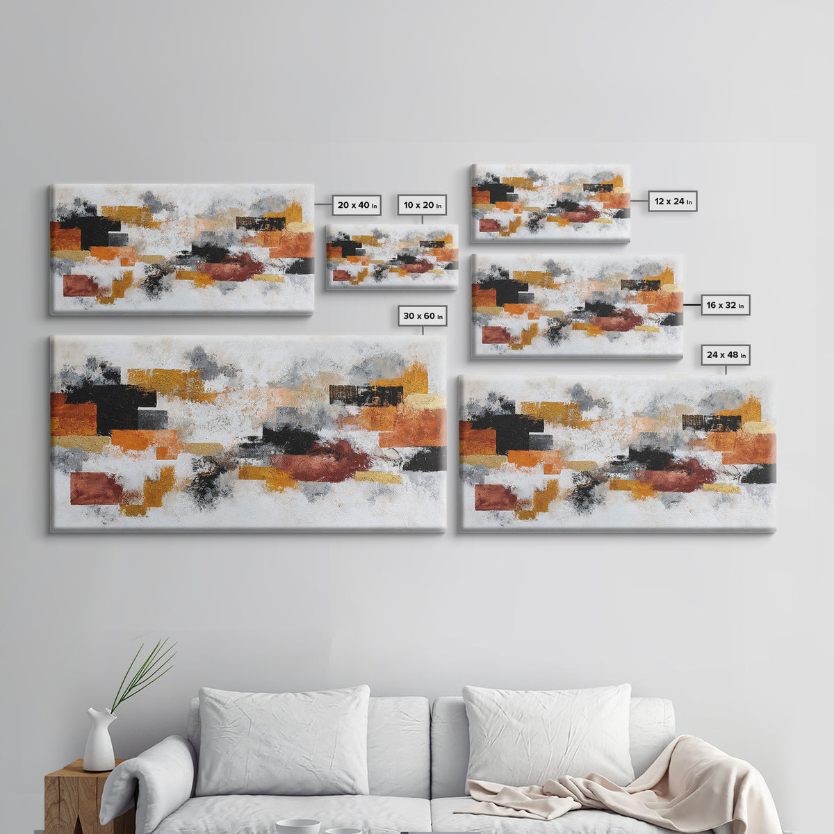 Contemporary Abstract with Layered Pigments and Energetic Canvas Print, Art, Gallery Decor, Living Room Decor, Abstract Art, ART-2x1-22