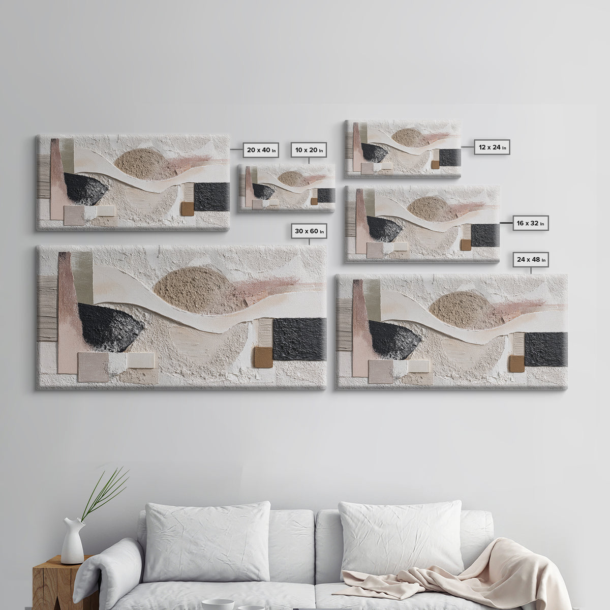 Textured Neutral Abstraction Framed Canvas Print, Art, Fine Art Print, Living Room Decor, Abstract Art, Digital Art, ART-2x1-33